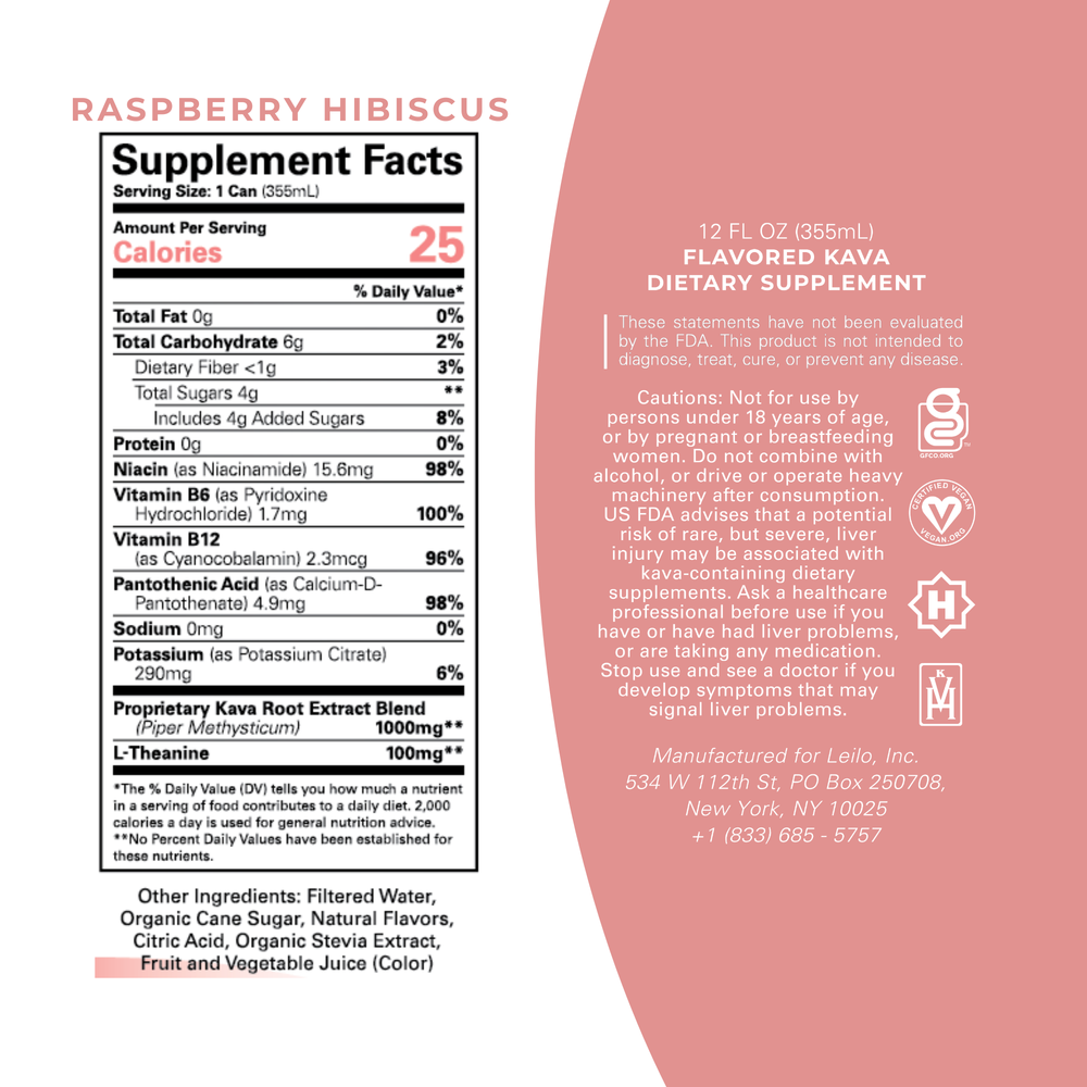 Raspberry Hibiscus Kava Drink (12-Pack)