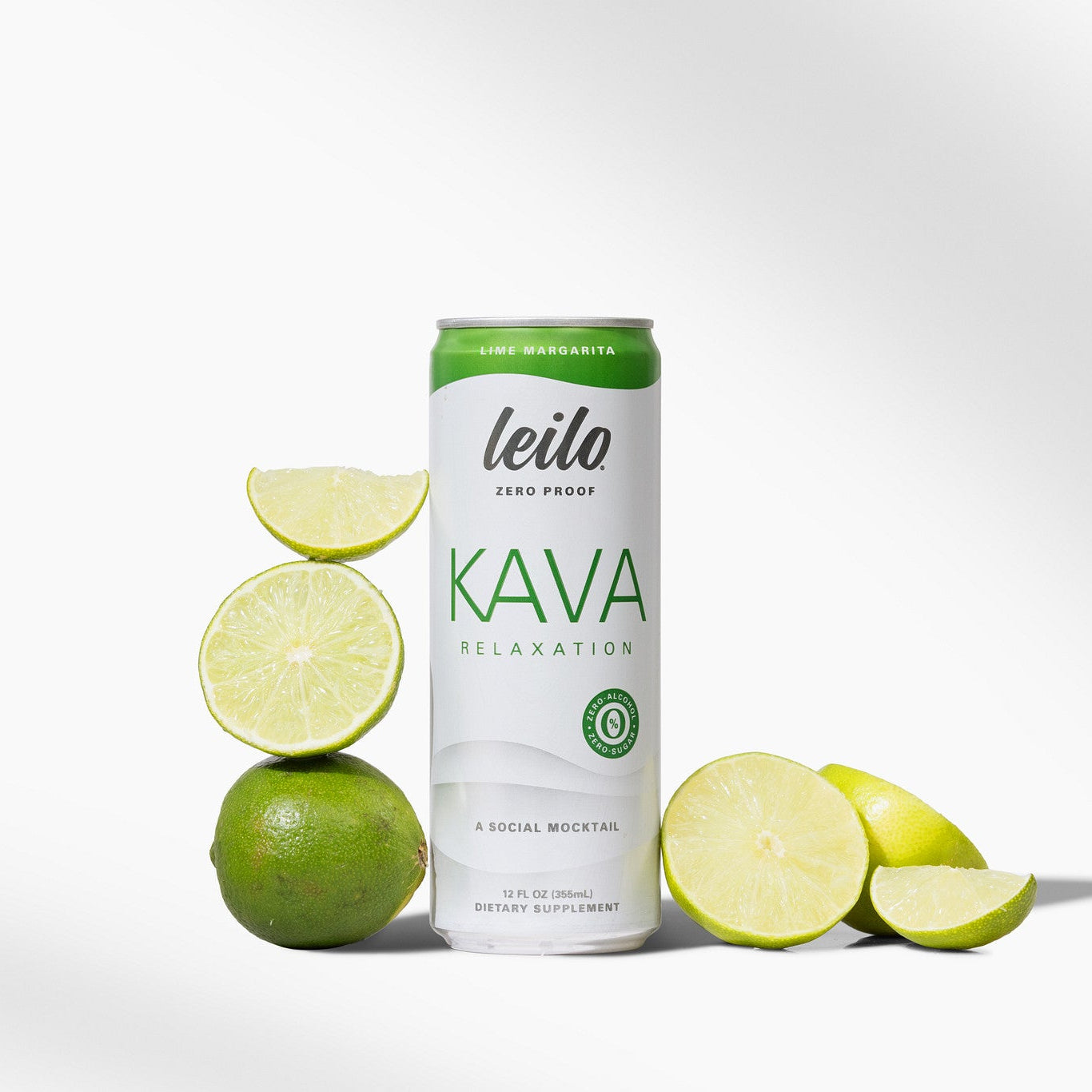 Leilo kava tonic cans styled with citrus garnish