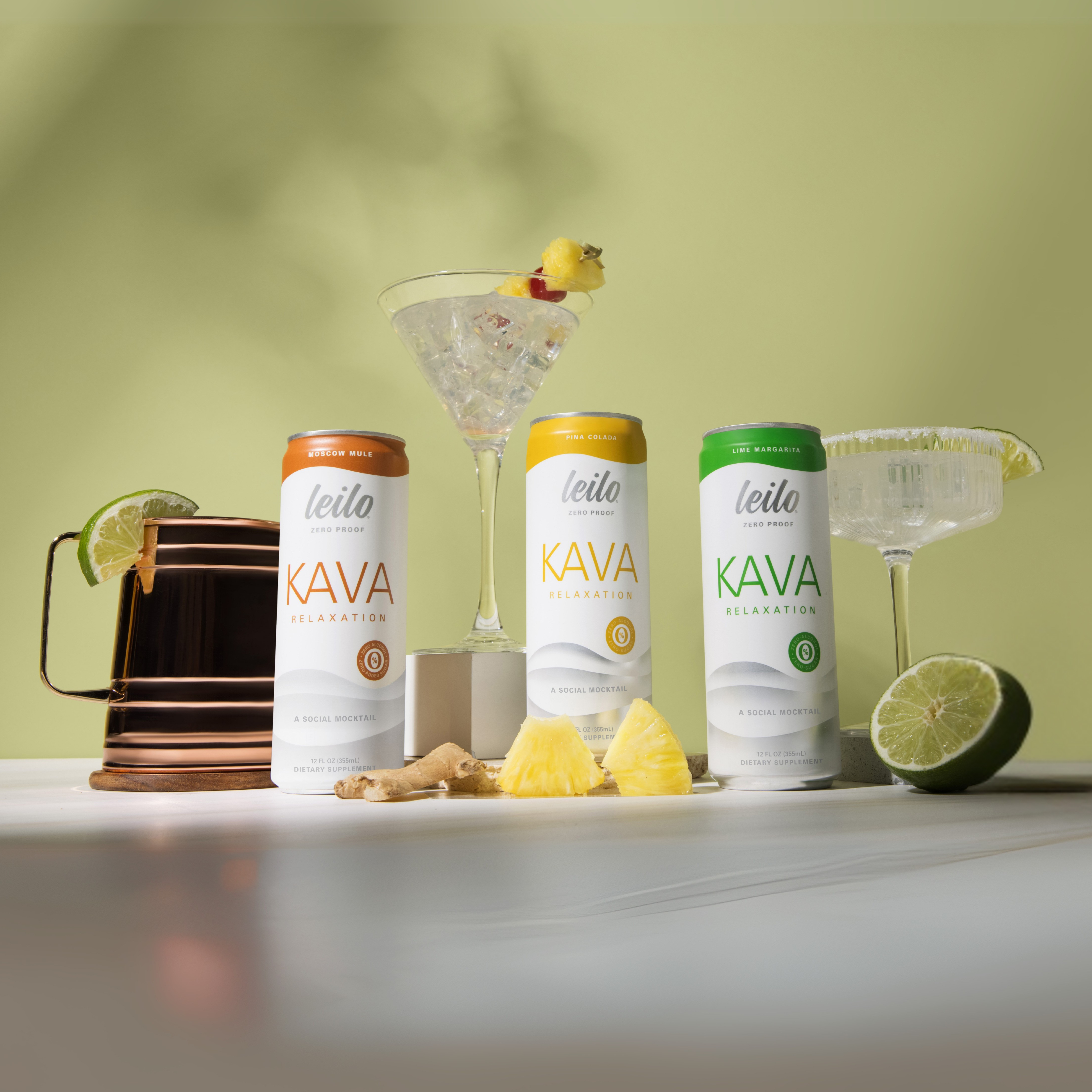 Leilo Mocktail Variety 12-Pack – Margarita, Pina Colada, Moscow Mule